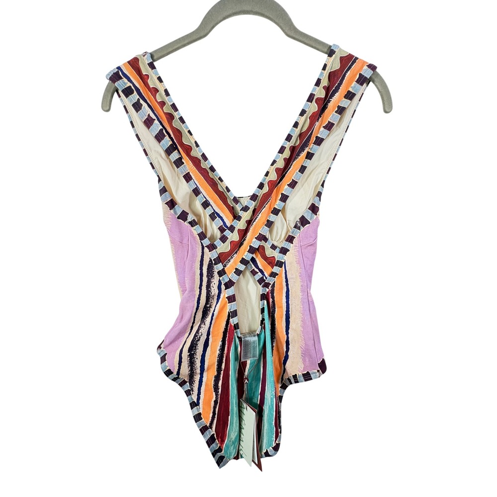Alemais Michelle Scoop Neck One Piece Swimsuit Multi Stripe 6100L-S Size Small - Picture 8 of 8
